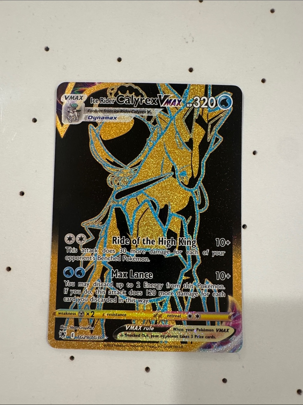 Pokemon Ice Rider Calyrex VMAX Holo Card - Gold & Black